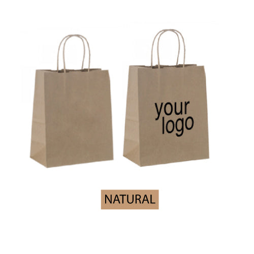 Two brown paper bags with the words "natural" and your logo.