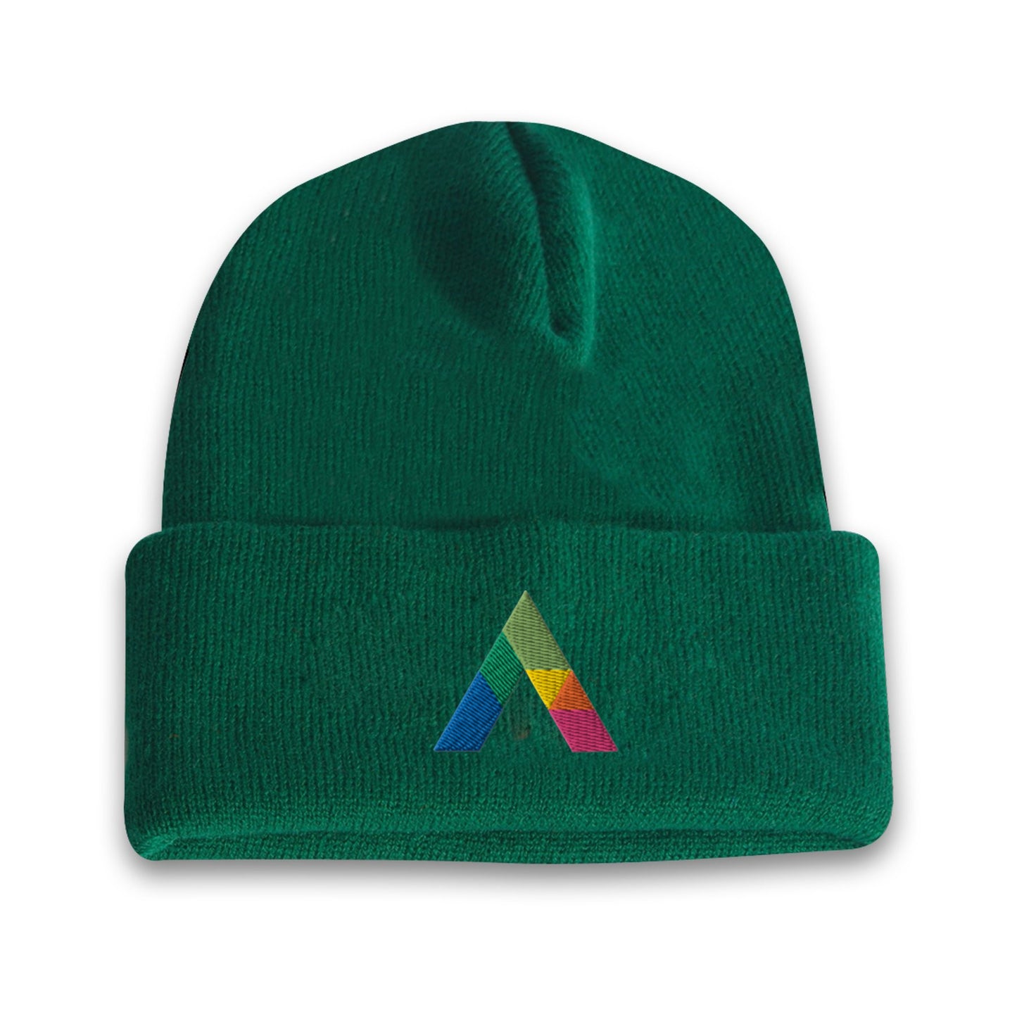 acrylic-roll-up-knit-toque-beanie-logo-embroidered-forest-green