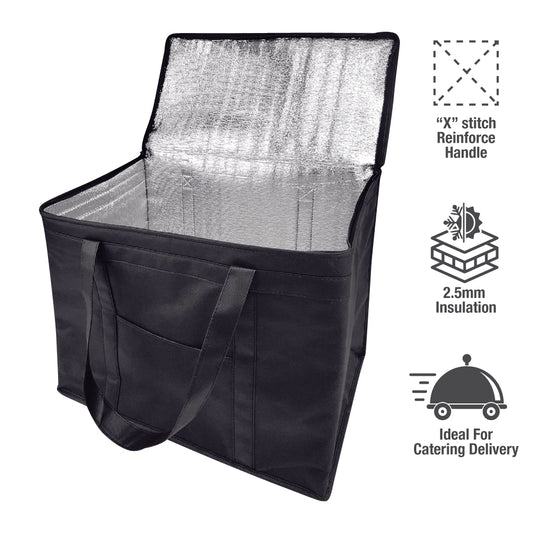 Insulated Food Delivery Bag with Zipper Jumbo 18"W x 10"D x 14"H - 2.5mm insulation