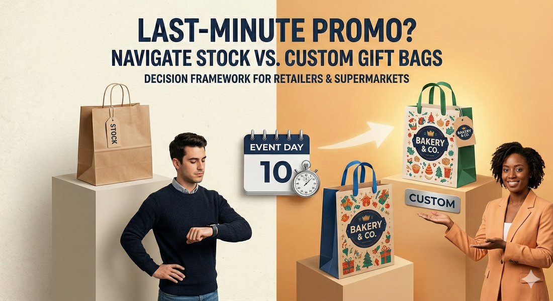 When Last‑Minute Promo Events Collide with Long Lead Times: Choosing Between Stock and Custom Gift Bags Without Blowing Your Budget