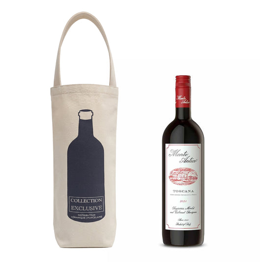 1 Bottle Canvas Reusable Wine 6"W x 3"D x 12"H - 12oz Canvas