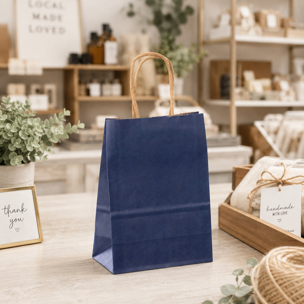 Navy Paper Bag - Mini Size - 5"W x 3"D x 8"H - 250pcs