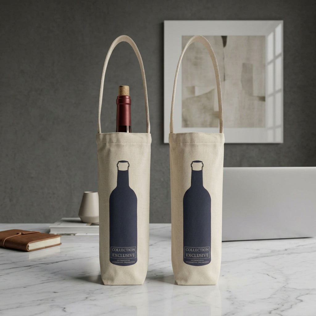 1 Bottle Canvas Reusable Wine 6"W x 3"D x 12"H - 12oz Canvas