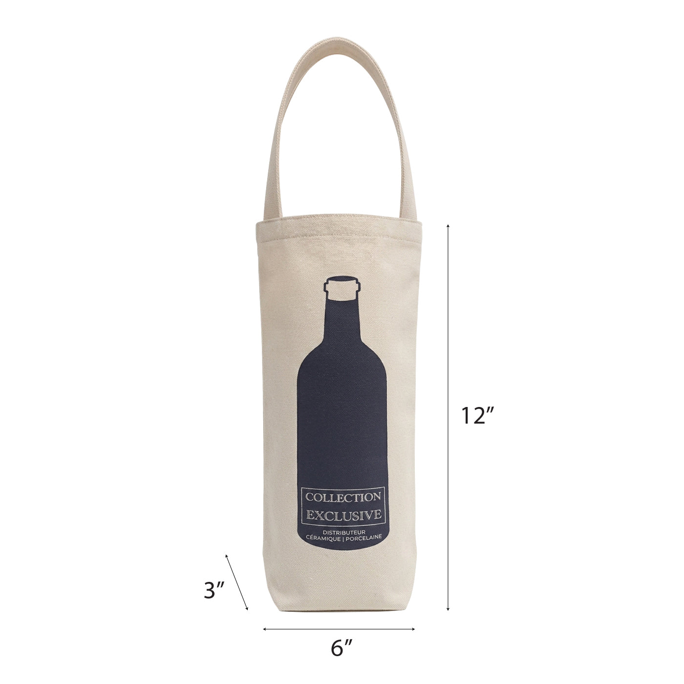 1 Bottle Canvas Reusable Wine 6"W x 3"D x 12"H - 12oz Canvas
