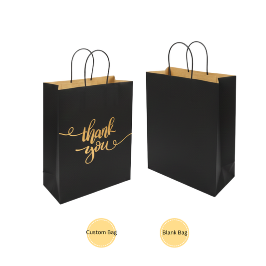 Black Paper Bags Twisted Handles - 250pcs per Box - 10"W x 5"D x 13"H