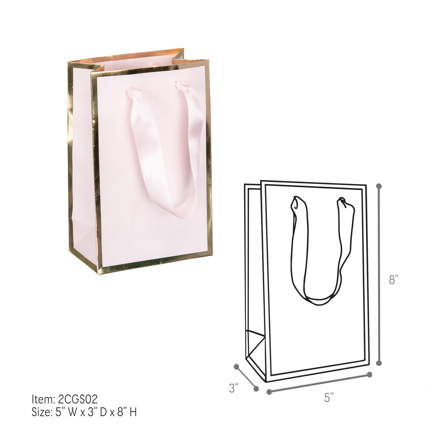 Gold Queen West Gift Bags - 5"W x 3"D x 8"H