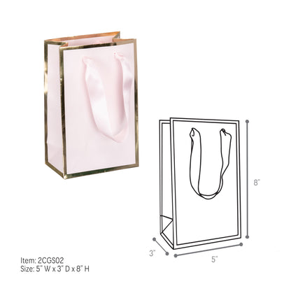 Gold Queen West Gift Bags - 5"W x 3"D x 8"H Pink/Black/White