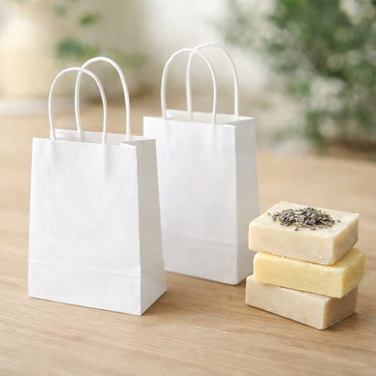 White Paper Bag - Mini Size - 5"W x 3"D x 8"H - 250pcs