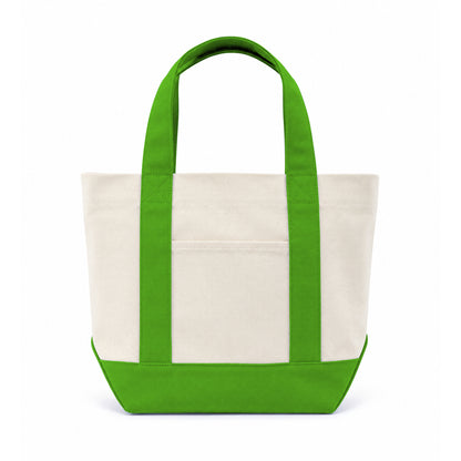 Trader Joe Mini Two-Tone Canvas Carryall Tote Bags 12oz - 12.5"W x 6“Dx 11"H