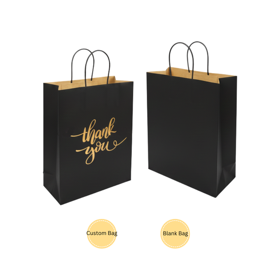 Black Paper Bags Twisted Handles - 10"W x 5"D x 13"H - 250pcs