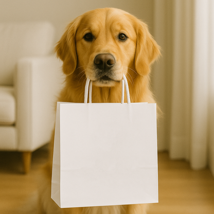 White Paper Shopping Bags - Petite Size 8"W x 4"D x 10"H - 250pcs