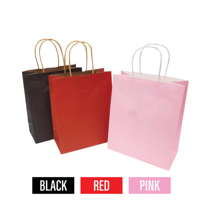 Three paper bags in different colors, each with the word "your logo" printed on them.
