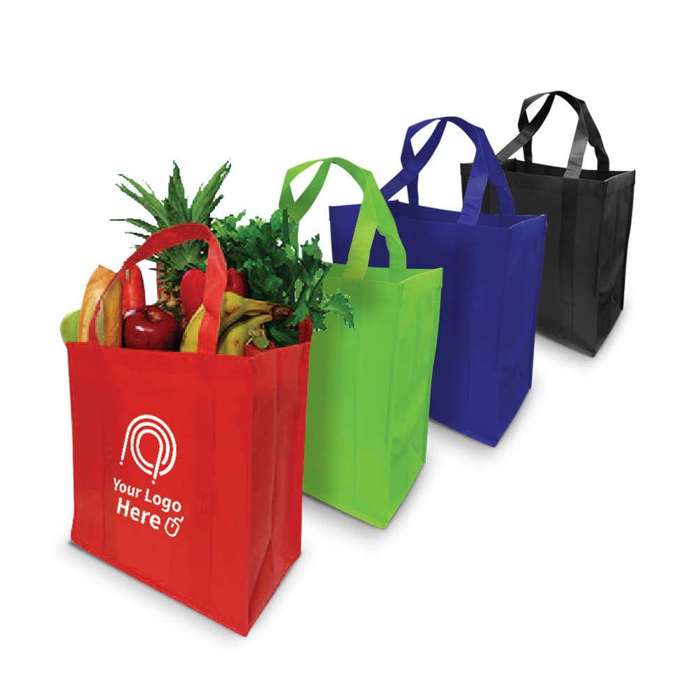 Non-woven Reusable Grocery Bags Reinforced Handle - 15"W x 8"D x 15"H