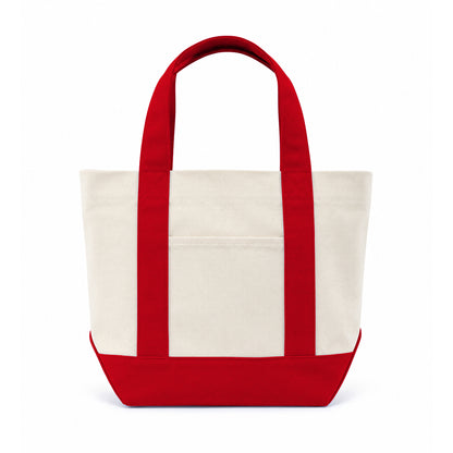 Trader Joe Mini Two-Tone Canvas Carryall Tote Bags 12oz - 12.5"W x 6“Dx 11"H