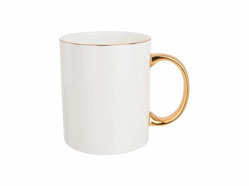 Sublimatable Bone China Mug with Gold Rim and Handle - Full Colour Artwork Sublimation Printed