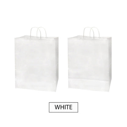 Two white paper shopping bags with logo