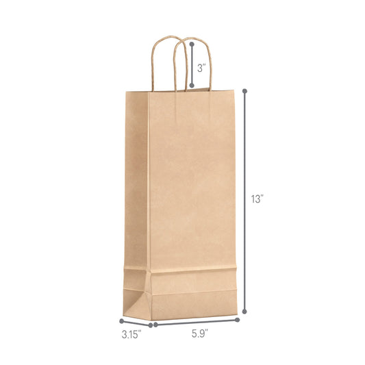 Wine Paper Shopping Bag 5.9" x 3.25" x 13" - 250pcs