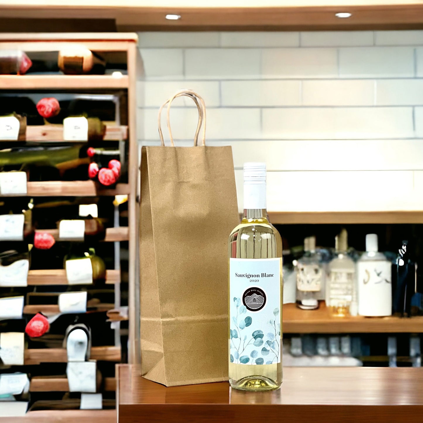 Wine Paper Shopping Bag 5.9" x 3.25" x 13" - 250pcs