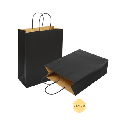 Black Paper Bags Twisted Handles - 10"W x 5"D x 13"H - 250pcs