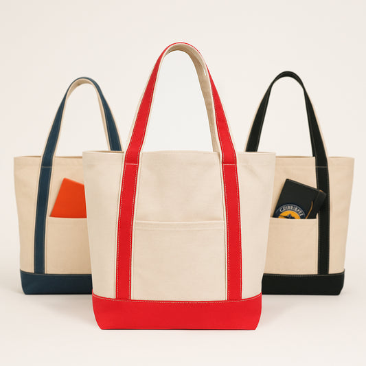 Two-Tone Canvas Carryall Tote provide custom printing