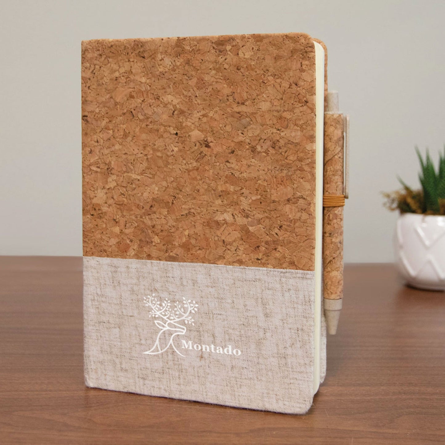 Montado Cork And Linen Journal with Cork Covered Pen Set - Single Colo 2026