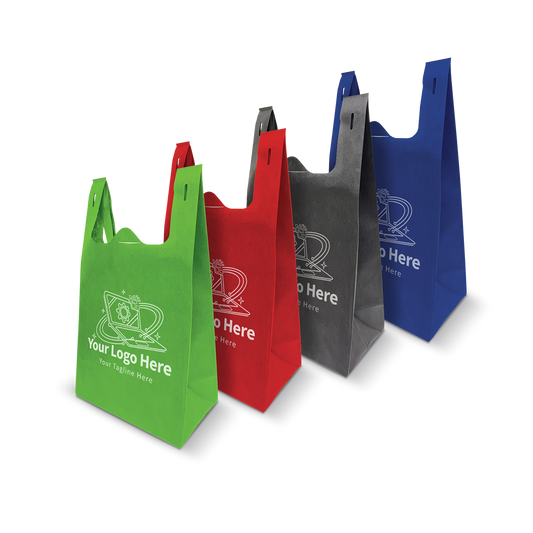 Reusable T-shirt Non-woven Shopping Bags - Bulk 20 pcs/Pack - 11"W x 7"D x 20"H - 70gsm (Blank)