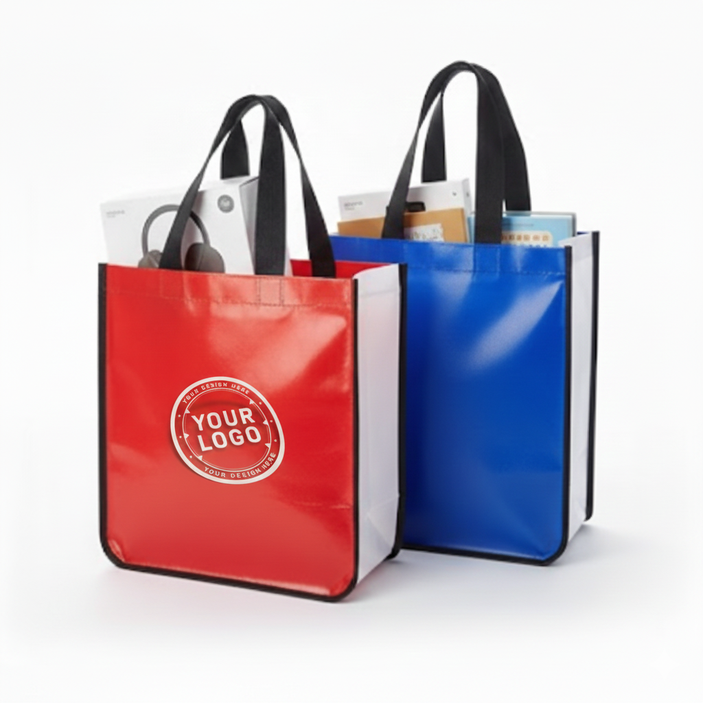 Reusable Shopping Bags Laminated Non-Woven Bag 110gsm 10"W x 4"D x 13"H