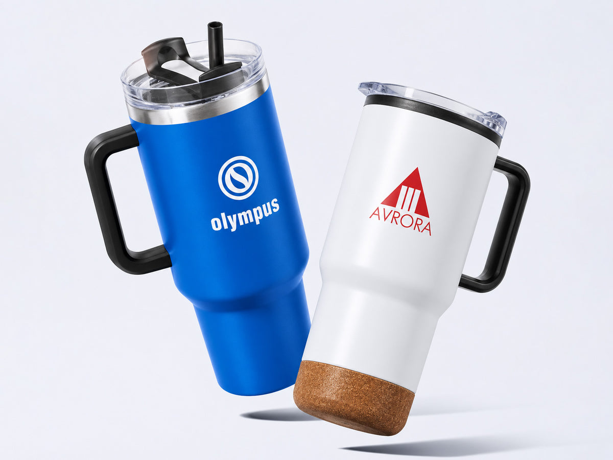 Custom printed tumblers and water bottles