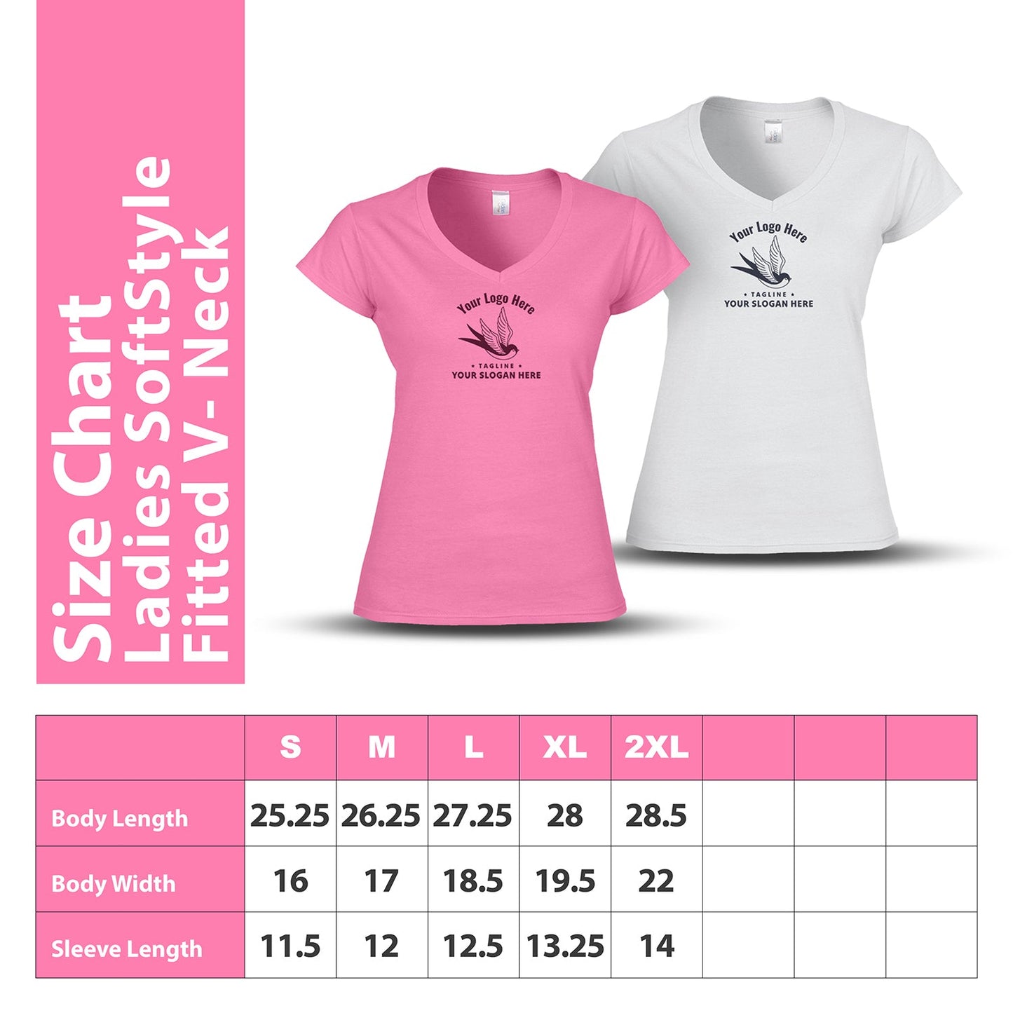 Gildan Ladies' SoftStyle Fitted V-Neck T-Shirt G64VL - Screen/DTF Printing 2026