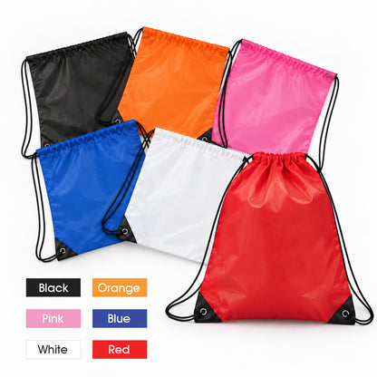 Nylon Drawstring Sports Backpack - 210D Polyester Bags - 13.5"W x 16"H