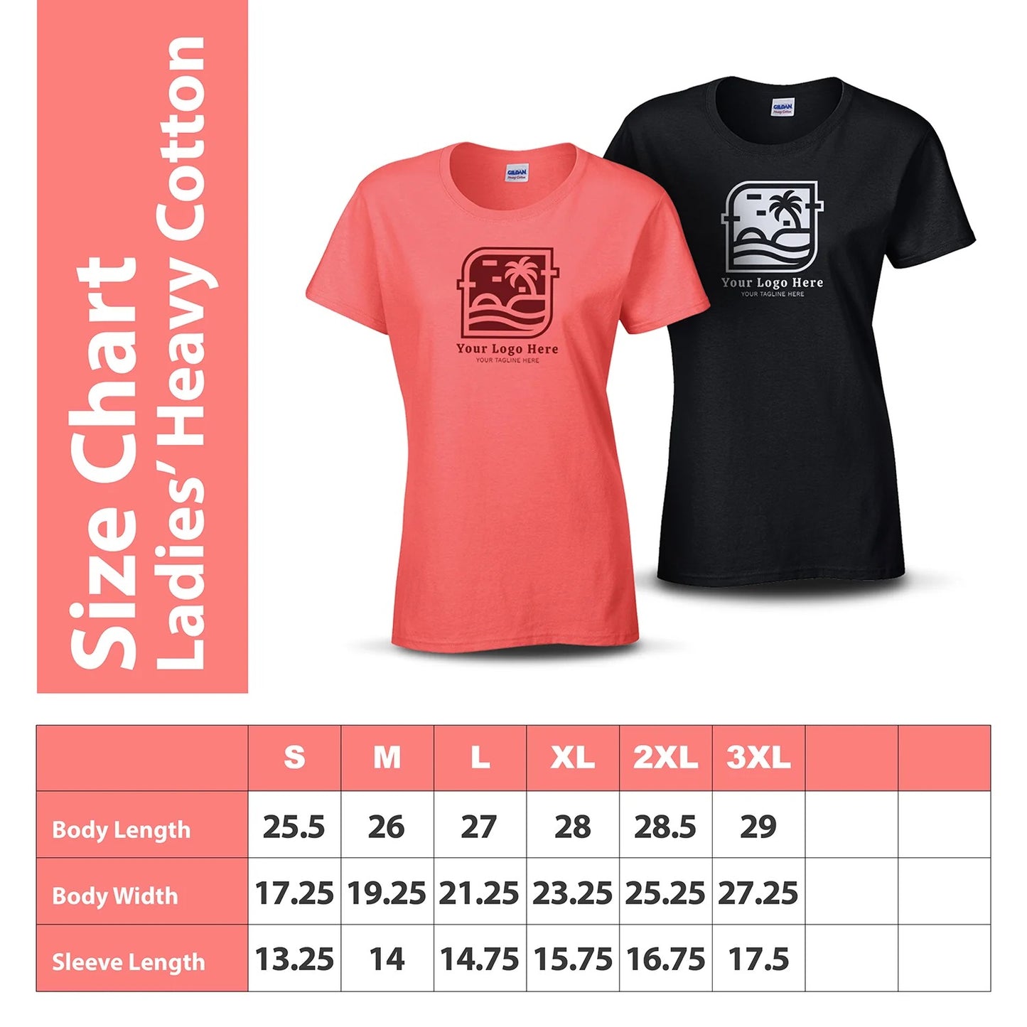 Gildan Ladies' Heavy Cotton T-Shirt G500L - Screen/DTF Printing 2026