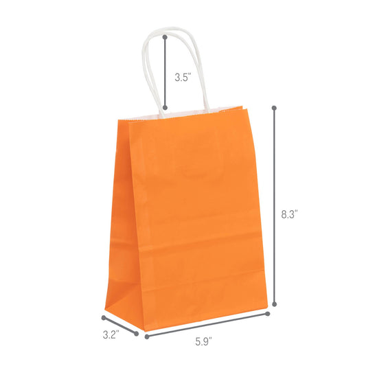 Orange Paper Bag - Mini Size - 5"W x 3"D x 8"H - 250pcs
