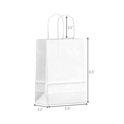 White Paper Bag - Mini Size - 5"W x 3"D x 8"H - 250pcs