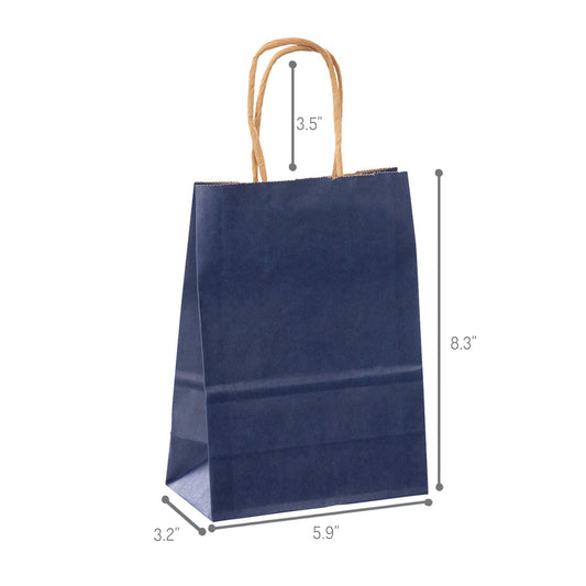 Navy Paper Bag - Mini Size - 5"W x 3"D x 8"H - 250pcs