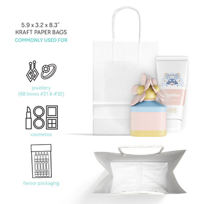 White Paper Bag - Mini Size - 5"W x 3"D x 8"H - 250pcs