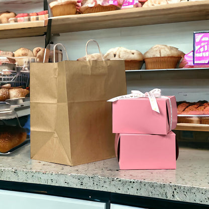 Natural Kraft Paper Shopping Bags - 14" W x 10" D x 15.5" H - 250pcs