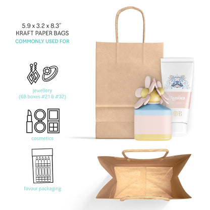 Kraft Paper Bag - Mini Size - 5"W x 3"D x 8"H - 250pcs