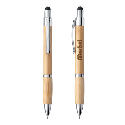 Kafza Bamboo Pen with Stylus - Laser Engraved Logo 2026