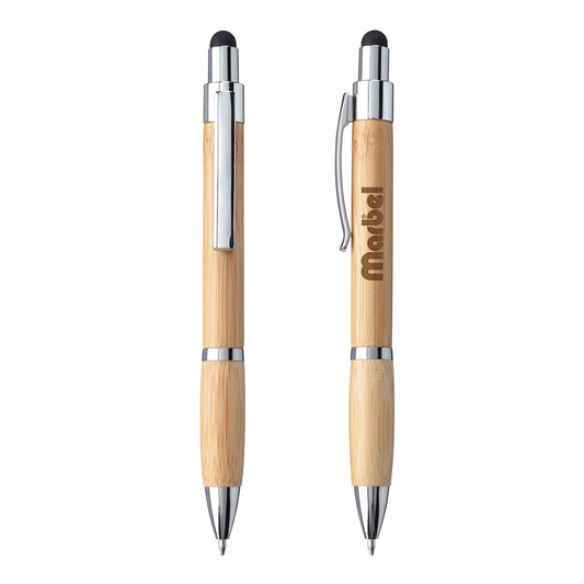 Kafza Bamboo Pen with Stylus - Laser Engraved Logo 2026