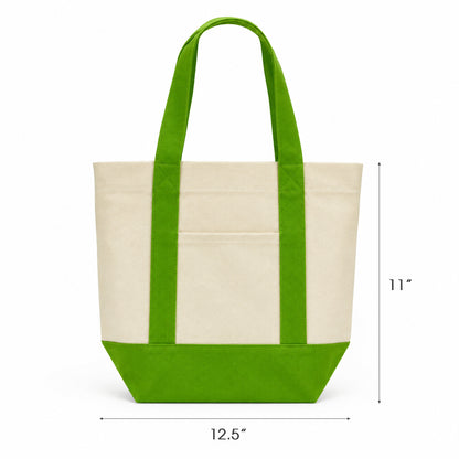 Trader Joe Mini Two-Tone Canvas Carryall Tote Bags 12oz - 12.5"W x 6“Dx 11"H