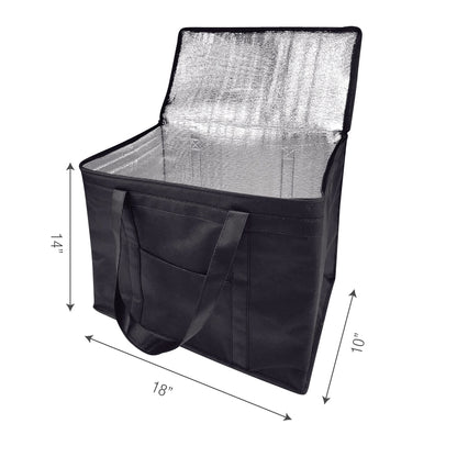 Insulated Food Delivery Bag with Zipper Jumbo 18"W x 10"D x 14"H - 2.5mm insulation
