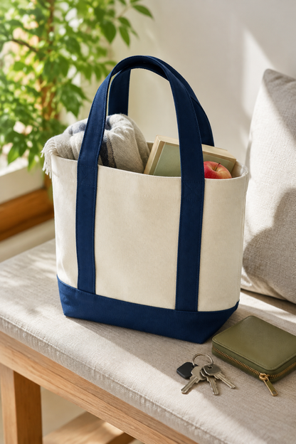 Mini Two-Tone Canvas Carryall Tote Bags 12oz - 13"W x 6“Dx 10.5"H