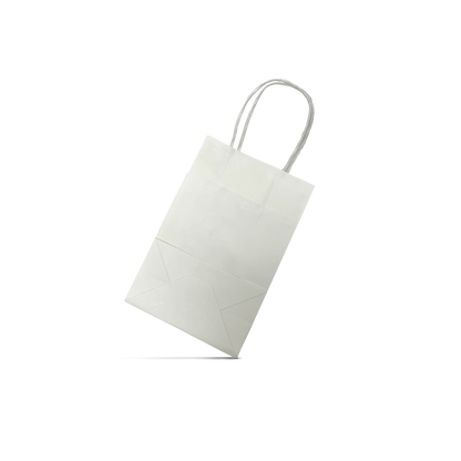 White Paper Shopping Bags - Petite Size 8"W x 4"D x 10"H - 250pcs