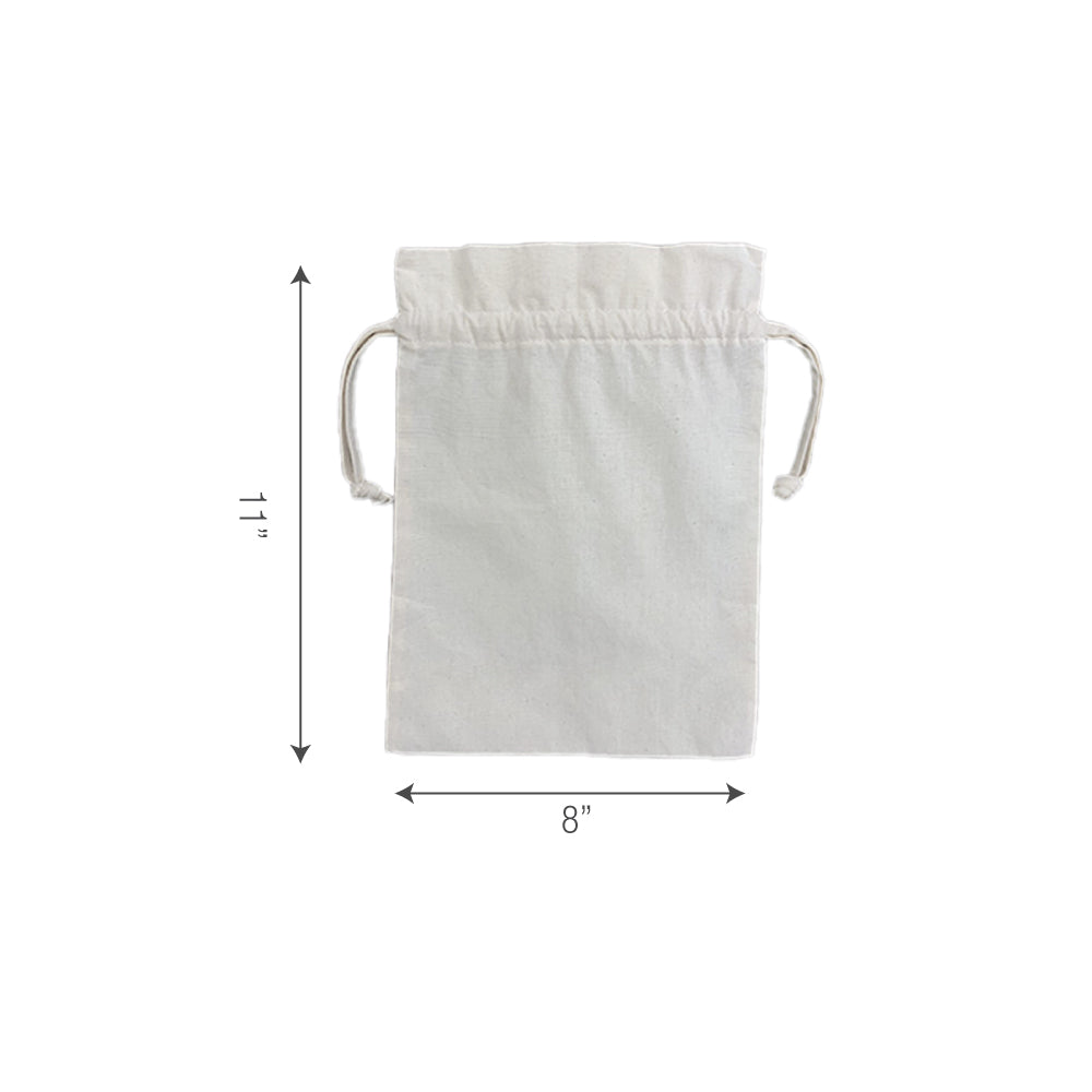 Bulk 10 pcs / Pack - 8"W x 11"H Canvas Accessory Drawstring Bag - 5oz (Blank)