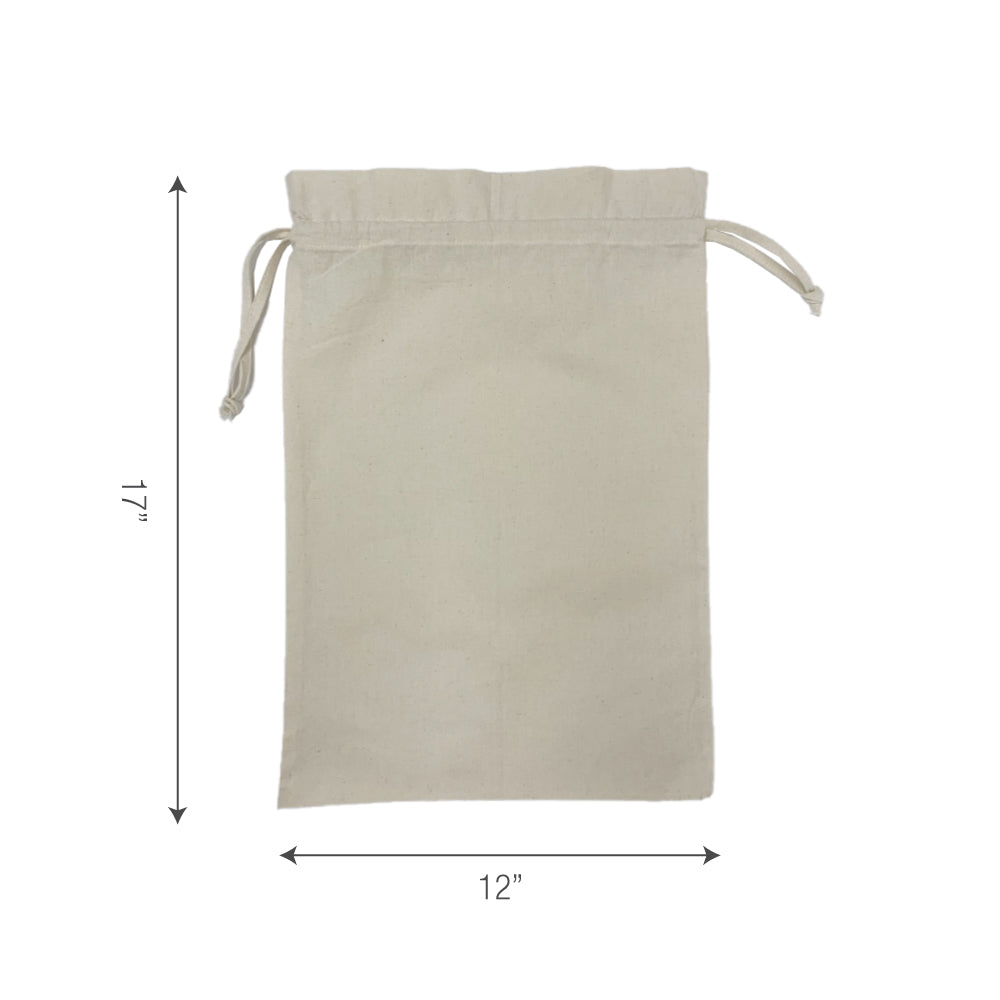 Bulk 10 pcs / Pack - 12"W x 17.5"H Canvas Accessory Drawstring Bag - 5oz (Blank)