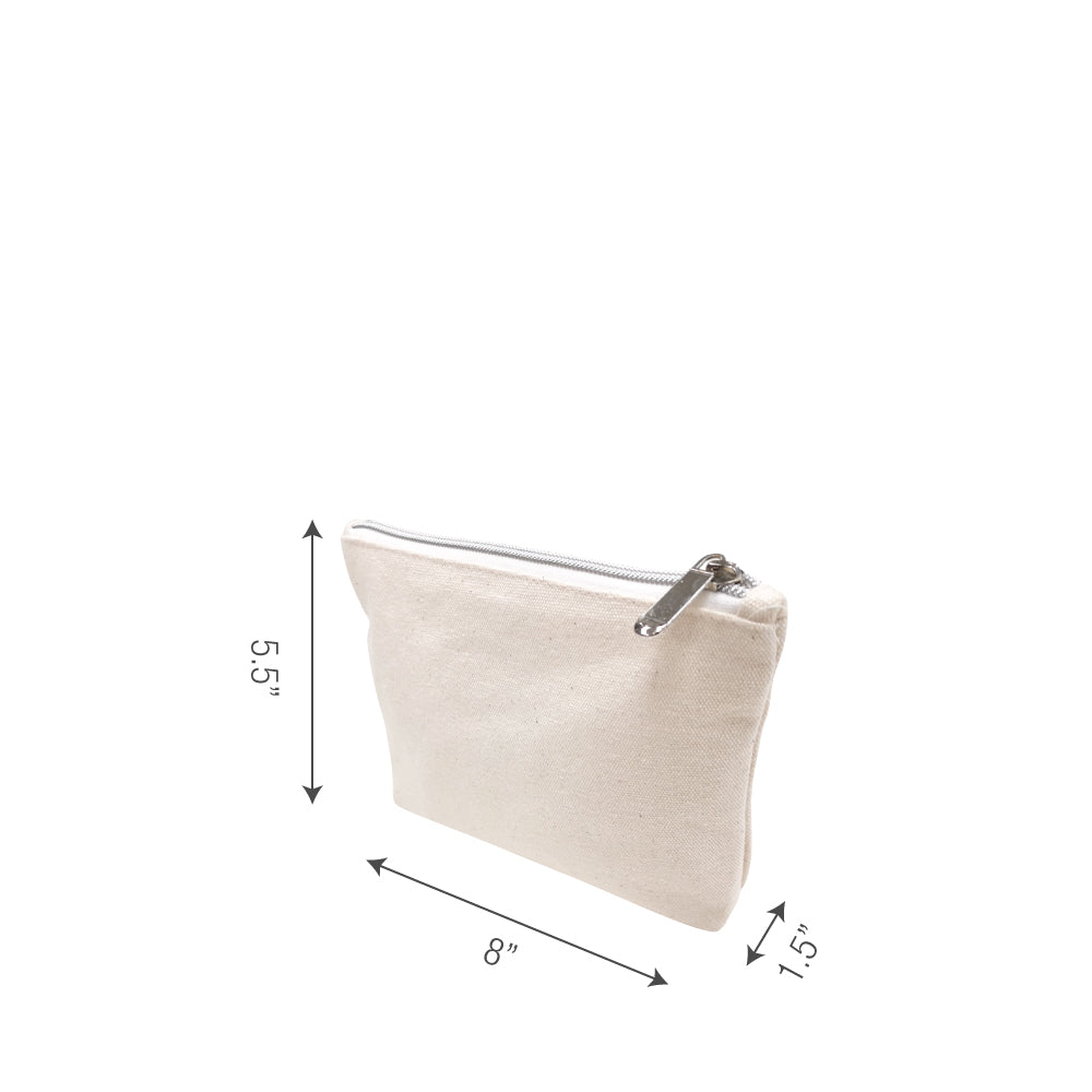 Bulk 10 pcs / Pack - 8"W x 1.5"D x 5.5"H Canvas Zipper Bag - 12oz (Blank)