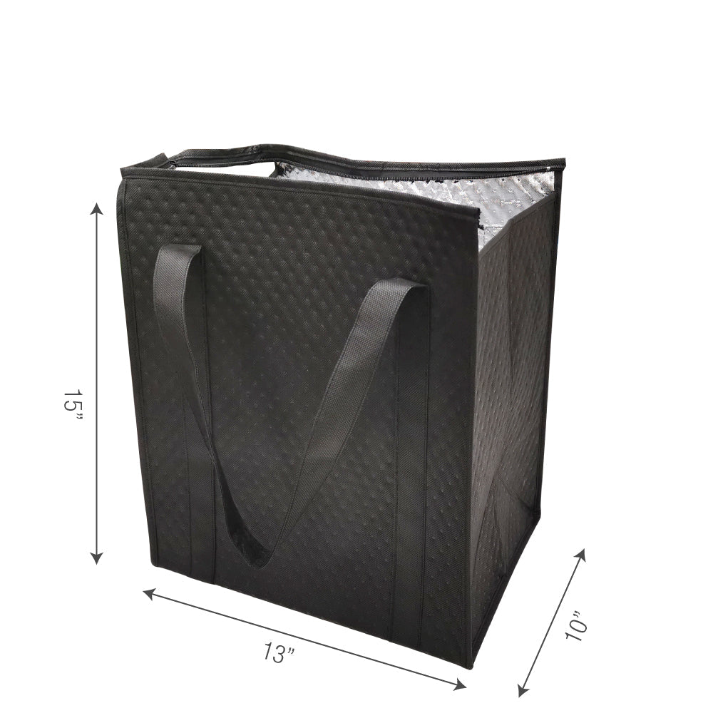 Bulk 10 pcs / Pack - 13"W x 10"D x 15"H Thermal / Insulated Grocery Bag - 2.5mm insulation (Blank)