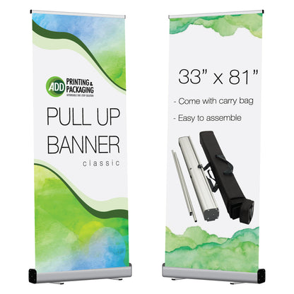 Custom 33 x 81 pull up banner with stand